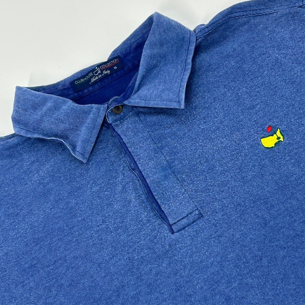 Masters Clubhouse Collection Shirt Mens XL Blue Short‎ Sleeve Golf Polo Italy